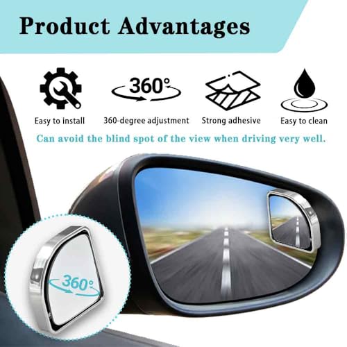 2PCS Blind Spot Mirror, Increase The Field Of View 360 Degrees To Adjust The Blind Spot And Avoid Driving Blind Spots, Suitable For Most Vehicles (Bright Silver) - color: Bright Silver