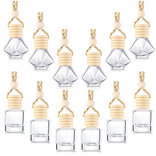 Patelai 12 Pcs Hanging Air Freshener Car Diffuser Bottle,8ml Empty, 2 Style - style: Stylish Style