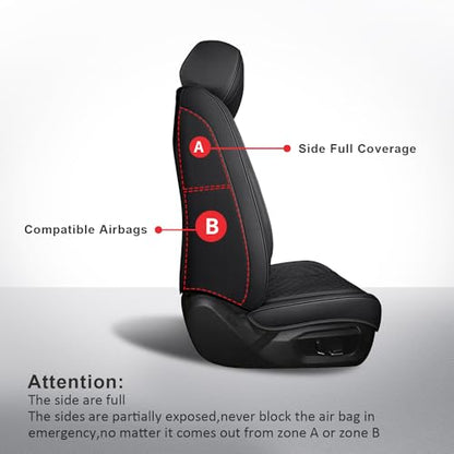 MIROZO Seat Covers Full Coverage,Leather Car Seat Cover for SUV Sedan Truck - color: Black, size: 5PCS Full Set