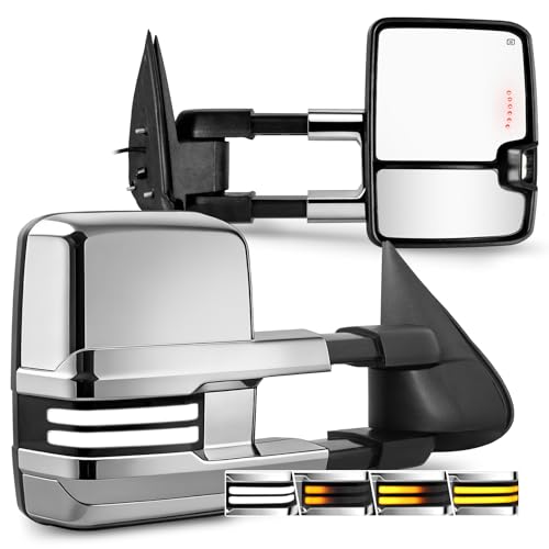 Chrome Tow Mirrors for 03-07 Chevy GMC Silverado Sierra Switchback Light - color: Chrome