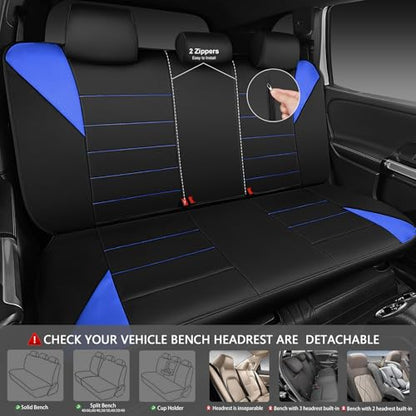 CAR PASS Neoprene Wetsuit Seat Covers, Waterproof Car Seat Covers Full Sets with 5mm Composite EVA, Universal Fit for Car Sedan, SUV Trucks Anti Slip with Airbag Compatible(Black Blue - color: Black blue