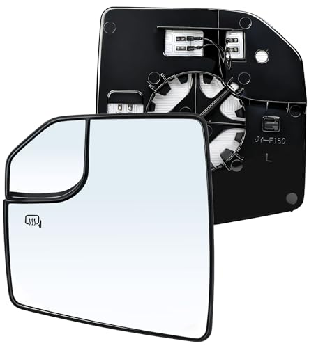 Left Side Mirror Compatible with Ford F150 Mirror Glass Replacement Power Heated Towing Mirrors Left Side with Blind Spot FL3Z17K707A 2015-2021 - size: 15-21 F150 Driver Side Mirror