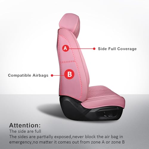 MIROZO Front Seat Covers Full Coverage,Leather Seat Covers Universal Fit - color: Pink, size: 2CPS Front