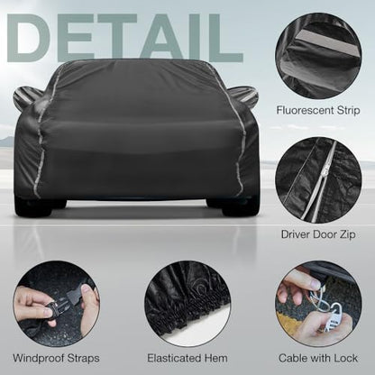 Fluorescent Strip Design Waterproof Car Cover Compatible for Honda Fit 2009-2020 All Weather 6 Layers Full Car Cover Safe Parking at Night with Storage Bag - size: Custom Fit Honda Fit