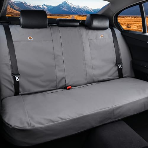 Coverado Universal Car Back Seat Covers - Canvas Rear Seat Cushions for Kids, Dogs & Most Vehicles - Gray - color: Gray, size: Rear