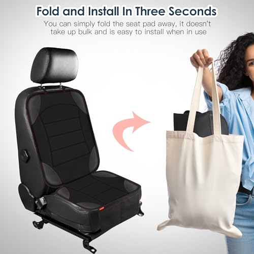 Sinvitron Car Seat Protector for Child Car Seat - Waterproof Non-Slip Leather Mat with 2 Mesh Pockets, Universal Seat Cover for Baby, Pets & Vehicles(2-Pack,Black) - color: 2 Pack Black