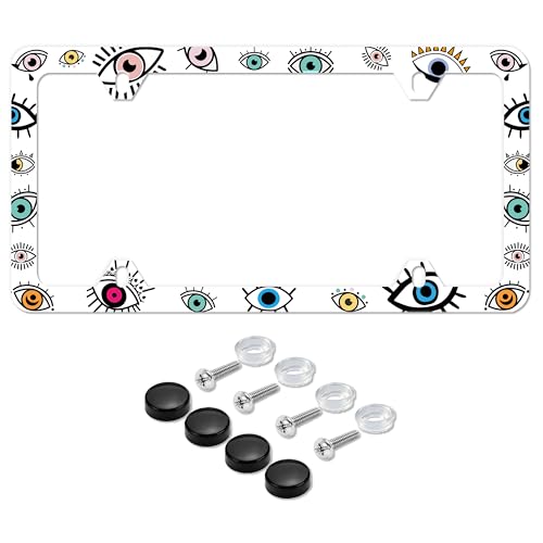 Evil Eyes License Plate Frame Colored Eyes License Plate Holder - color: Evil Eyes Pattern