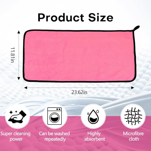 Hovom 3PCS Car Microfiber Towels, 23.62"×11.81" Lint-free Microfiber Towels for Cars Wash Drying, Super Absorbent Auto Cleaning Cloths, Reusable Washing & Detailing Towel, Car Cleaning Supplies (Pink) - color: Pink