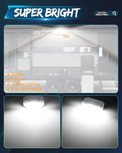 RV Porch Light, SWATOW INDUSTRIES 5 Inch RV Lights Exterior 12V Outdoor RV Lighting LED Scene Lights 5" Light Bar for Travel Camper Vans Trailers Tractor Cargo Motorhome Truck Marine - size: White Housing