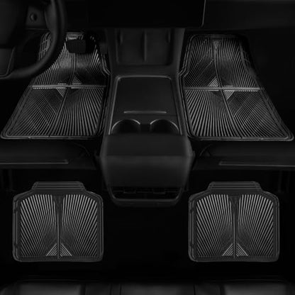 CAR PASS Rubber Car Floor Mats, All Weather Waterproof Car Mats, Universal Trim to Fit for Automotive, SUVs, Trucks, Vehicles, Anti-Slip Easy Clean, Heavy Duty Full Set 4 Piece, Black - color: Black 4 Piece