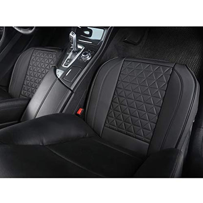 Black Panther 1 Pair Front Seat Covers Luxury Faux Leather Bottom Seat Cushions, Anti-Slip and Wrap Around The Bottom, Fit 95% of Vehicles - Black - color: Front Pair Black