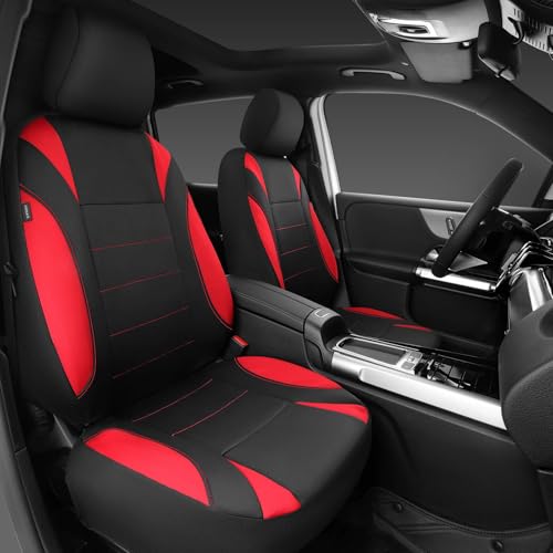 CAR PASS Neoprene Wetsuit Seat Covers, Waterproof Car Seat Covers Full Sets with 5mm Composite EVA, Universal Fit for Car,Sedan, SUV TrucksAnti Slip, Airbag Compatible(Black Red - color: Black red