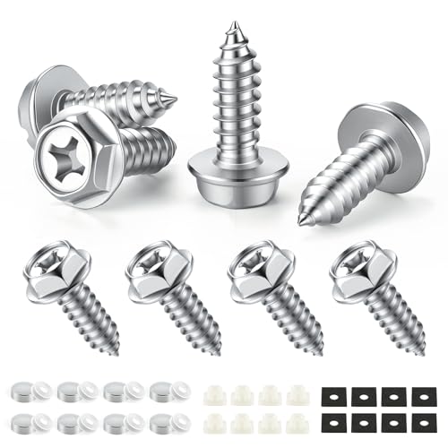 LivTee Rustproof License Plate Screws for Securing License Plates Frames and Covers on Cars and Trucks, 8 Set Premium Stainless Steel Self Tapping Mounting Bolts, Silver - color: Cross-Silver, size: 8 Pack