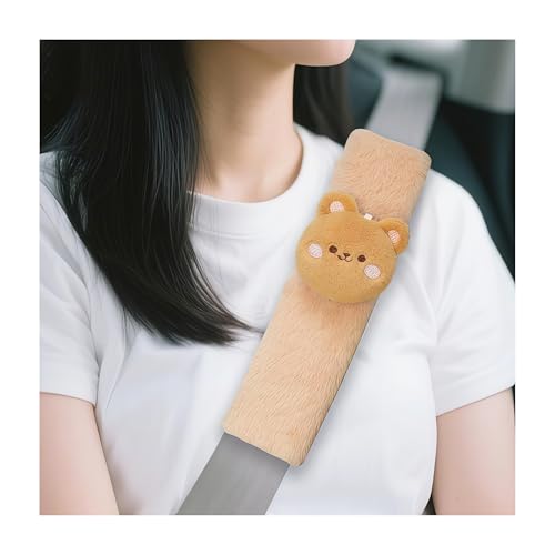 Zpana 2PCS Cute Bear Car Seat Belt Cover, Plush Soft Vehicle Safety Strap Pad, Automotive Interior Shoulder Neck Seatbelt Cushion Protector Accessories, Universal for SUV, Sedan, Truck - size: Bear