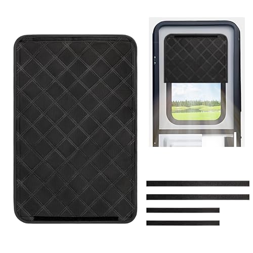 RedCall Rv Door Window Shade,Foldable Camper Sun Shade Windshield Blackout Cover,RV Accessories Fits for RV Interior Door Window 16 x 25 inch - size: 16" x 25" Black