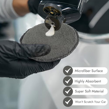 10 Pack Wax Applicator Pads Microfiber with Finger Pocket for Car Wax - color: Gray