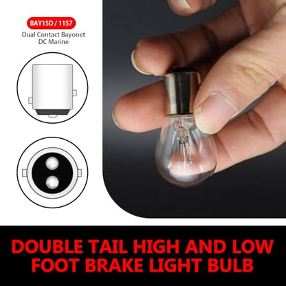 WZP 10PCS 1157 Tail Light Bulb, Universal Brake Light Bulb Compatible with P21/5W S25 BAY15D 7528 2357 2057 1016 1034 1076, Replacement for Marker Tail Running Parking Backup Lights (White) - color: White