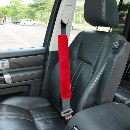 Amooca 15.7in Extra Long Furry Universal Car Seatbelt Cover Shoulder Pad - color: Red, size: 15.7in 1pack