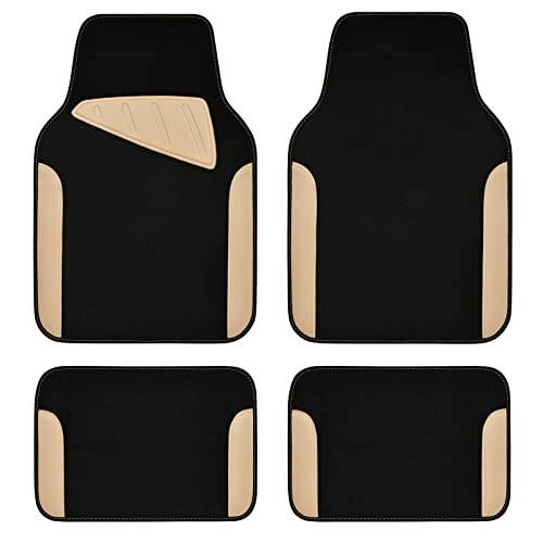 CAR PASS Waterproof Universal Fit Car Floor Mats, Car Mats Fit for SUV,Vans,sedans, Trucks,Set of 4pcs Car Carpet with Driver Heel Pad (Beige) - color: Beige