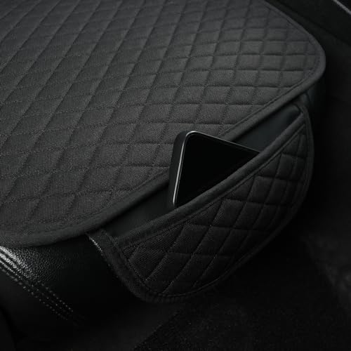 West Llama Linen Car Seat Covers,Bottom Seat Covers for Cars Include 1 Pair Front Driver Seat Pad Mat and 1 Rear Bench Cover Universal Fits 90% Vehicles,SUVs,Cars,Sedans(3Piece-Black) - color: Black, size: 2 Front Seat Covers+1 Rear Bench Seat Cover