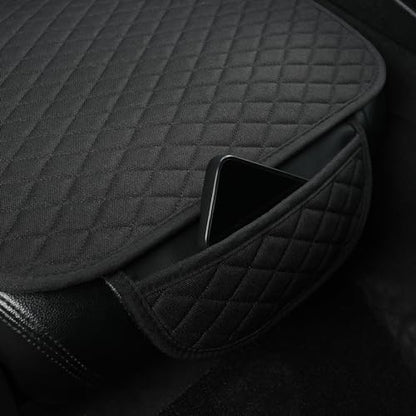 West Llama Linen Car Seat Covers,Bottom Seat Covers for Cars Include 1 Pair Front Driver Seat Pad Mat and 1 Rear Bench Cover Universal Fits 90% Vehicles,SUVs,Cars,Sedans(3Piece-Black) - color: Black, size: 2 Front Seat Covers+1 Rear Bench Seat Cover