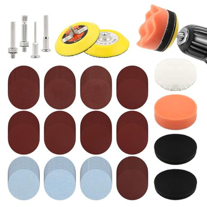 131 Pcs 3 Inch Sanding Discs Drill Polishing Kit, Drill Sanding Attachment
