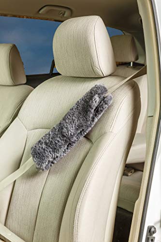 Soft, Comfortable Universal Fitting Genuine Merino Sheepskin Seat Belt Shoulder Cover Pad for Adults, Children, Youth. Multiple Colors Available - Engel (Charcoal) - color: charcoal