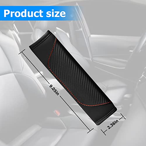AUCELI 2PCS Carbon Fiber Car Seat Belt Cover, Breathable Leather, Black - color: Black