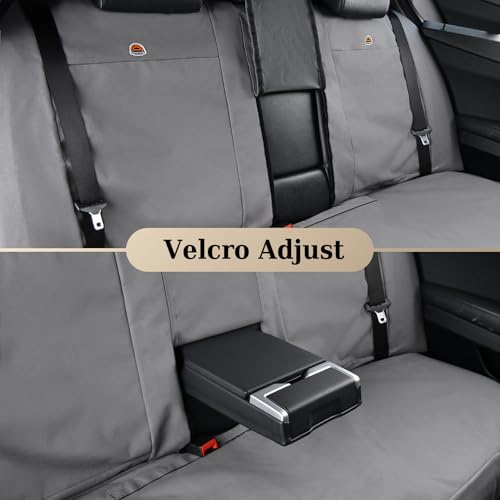 Coverado Universal Car Back Seat Covers - Canvas Rear Seat Cushions for Kids, Dogs & Most Vehicles - Gray - color: Gray, size: Rear