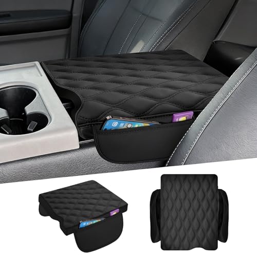 Autorder Center Console Cover for 2015-2025 Ford F150/2017-2025 F250 F350 F450 Accessories Armrest Cover with Storage Bag Anti-Scratch Middle Console Pad Leather Armrest Pad(Jump Seat Only) - size: 2015-2025 Ford F150 with Jump Seat
