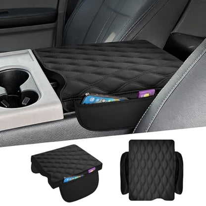 Autorder Center Console Cover for 2015-2025 Ford F150/2017-2025 F250 F350 F450 Accessories Armrest Cover with Storage Bag Anti-Scratch Middle Console Pad Leather Armrest Pad(Jump Seat Only) - size: 2015-2025 Ford F150 with Jump Seat