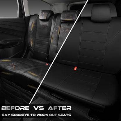 CAR PASS Neoprene Back Seat Cover, Universal Waterproof Bench Rear Seat Cover Universal Wetsuit Car Seat Cover Fit 95% Automotive Interior Covers for Cars Sedans SUVs (Rear,All Black) - color: Black rear