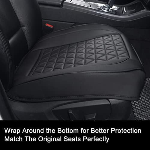 Black Panther Luxury Faux Leather Car Seat Cover Front Bottom Seat Cushion Cover, Anti-Slip and Wrap Around The Bottom, Fits 95% of Vehicles - 1 Piece,Black - color: Front Single Black