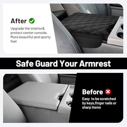 Autorder Center Console Cover for 2015-2025 Ford F150/2017-2025 F250 F350 F450 Accessories Armrest Cover with Storage Bag Anti-Scratch Middle Console Pad Leather Armrest Pad(Jump Seat Only) - size: 2015-2025 Ford F150 with Jump Seat