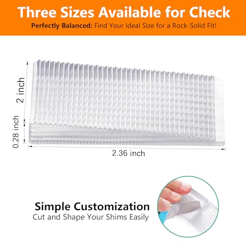 Flexible Plastic Shims 12pcs Kit Size Variety | Clear Leveling Kit for Home Improvement | Furniture Leg Stabilizers | Table & Toilet Shims - Trim-to-Fit Wedges | Stackable Design | Furniture Levelers - size: 2.4*2.0*0.28inch
