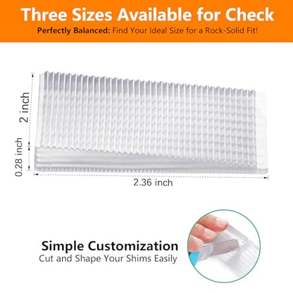 Flexible Plastic Shims 12pcs Kit Size Variety | Clear Leveling Kit for Home Improvement | Furniture Leg Stabilizers | Table & Toilet Shims - Trim-to-Fit Wedges | Stackable Design | Furniture Levelers - size: 2.4*2.0*0.28inch