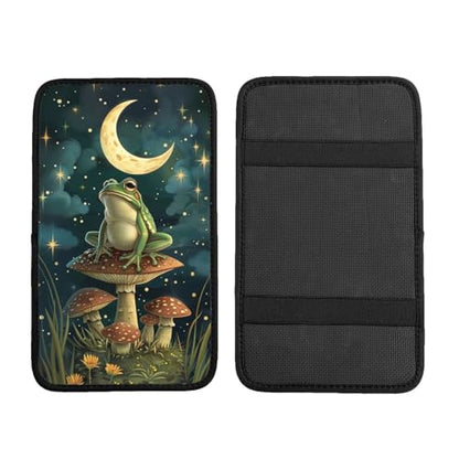 Universal Car Center Console Cushion Pad, Mushroom Moon Frog Soft Waterproof Car Center Console Cover Auto Armrest Seat Box Cover Protector for Most Vehicle SUV Truck Car - color: Mushroom Moon Frog