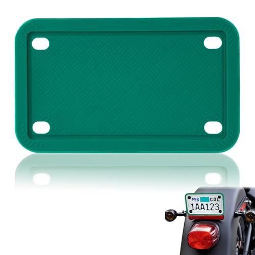 x xotic tech Motorcycle Silicone License Plate Frames, Motorbike License Plate Holder, Rust Proof, Rattle Proof, Weather Proof(Green, 7.56" x 4.53") - color: Green