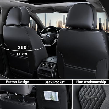 Coverado Seat Covers, Car Seat Covers Front Seats, Black Car Seat Cover, Waterproof Car Seat Covers, Car Seat Cushion, Front Car Seat Covers Leatherette Car Seat Protector Universal Fit Most Cars - color: Black, size: FrontPair
