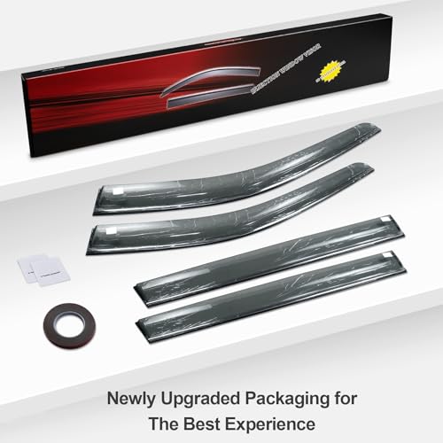 Sze Rain Guards Compatible with 2025 2026 Nissan Kicks Side Window Deflectors Anti-Rain Window Visors with Tape 304 Stainless Steel Trim–Noise Reduction & All-Weather Protection Outside Channel-4pcs - size: For Nissan Kicks 2025+