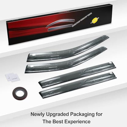 Sze Rain Guards Compatible with 2025 2026 Nissan Kicks Side Window Deflectors Anti-Rain Window Visors with Tape 304 Stainless Steel Trim–Noise Reduction & All-Weather Protection Outside Channel-4pcs - size: For Nissan Kicks 2025+
