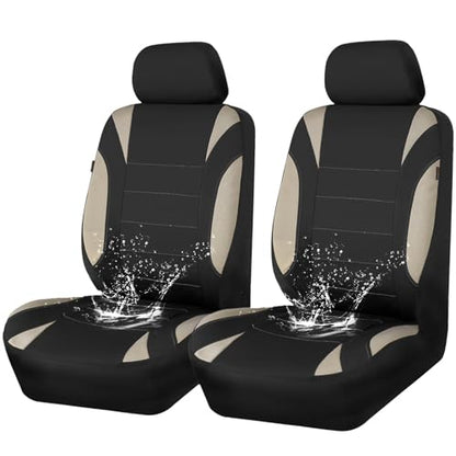 CAR PASS Neoprene EVA Waterproof car seat Covers Front Seats Only, Universal fit for SUV Vehicles Automotive with 5mm Composite EVA Inside,Airbag Compatible (Two Seats 6PCS, Black and Beige) - color: Black and Beige