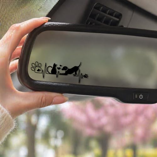 2PCS Car Mirror Decal Rearview Vinyl Stickers and Decal Car Accessories (Cat Heart) - color: Cat Heart
