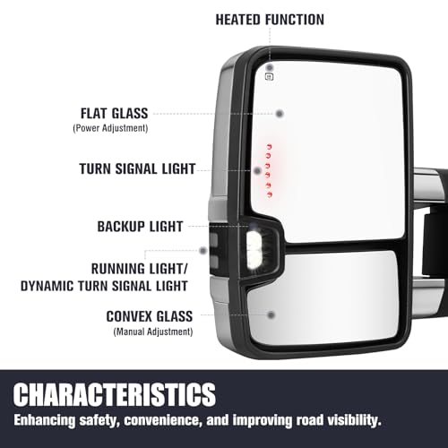 Chrome Tow Mirrors for 03-07 Chevy GMC Silverado Sierra Switchback Light - color: Chrome