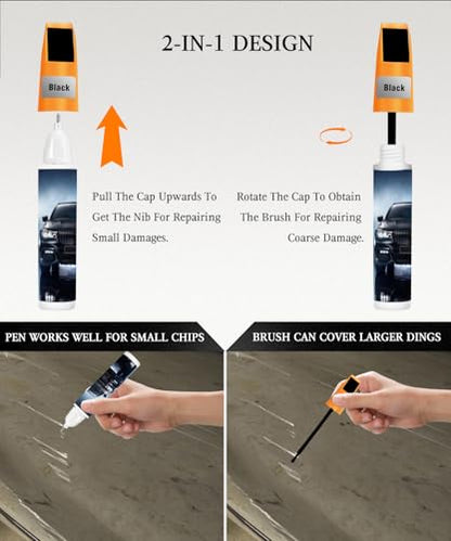 Black Touch Up Paint For Cars, 2-In-1 Car Paint Pen, Car Rim Touch Up Paint, Fix Minor Scratches, Fast-Dry Automotive Touch-Up Paint (0.4oz/12ml, Gloss Black)