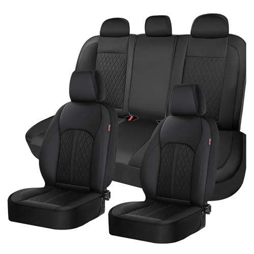 Coverado Universal Leather Seat Covers Full Set for 5 Seats – Waterproof, Durable All-Weather Protector for SUV, Pickup Truck, Sedan （Black） - color: Black, size: FullSet