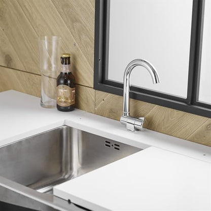RV Sink Basin Faucet, Marine Cold Water Faucet, Kitchen Folding RV Replacement Accessories for Home Caravan Yacht Boat Camping Wall Mount or Deck Mount Chrome