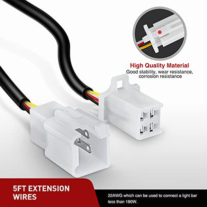 Nilight 22 AWG 5 Feet Dual Control Switch Wiring Harness Extension Kit - size: 4Pin Switch Extension 1pc