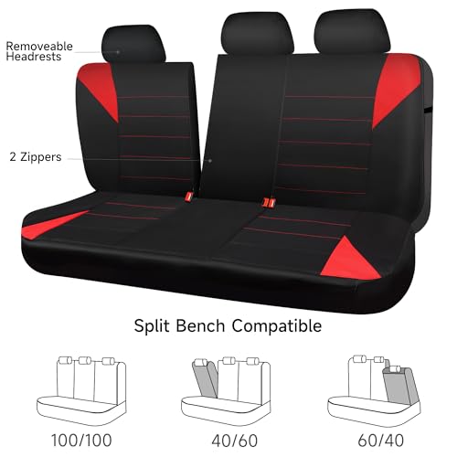 CAR PASS Neoprene Wetsuit Seat Covers, Waterproof Car Seat Covers Full Sets with 5mm Composite EVA, Universal Fit for Car,Sedan, SUV TrucksAnti Slip, Airbag Compatible(Black Red - color: Black red
