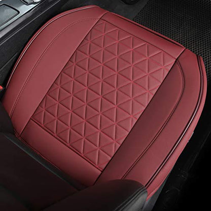 Black Panther Luxury Faux Leather Car Seat Cover Front Bottom Seat Cushion Cover, Anti-Slip and Wrap Around The Bottom, Fits 95% of Vehicles - 1 Piece,Burgundy - color: Front Single Burgundy